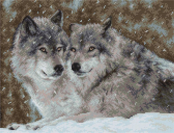 kit point de croix - Two wolves