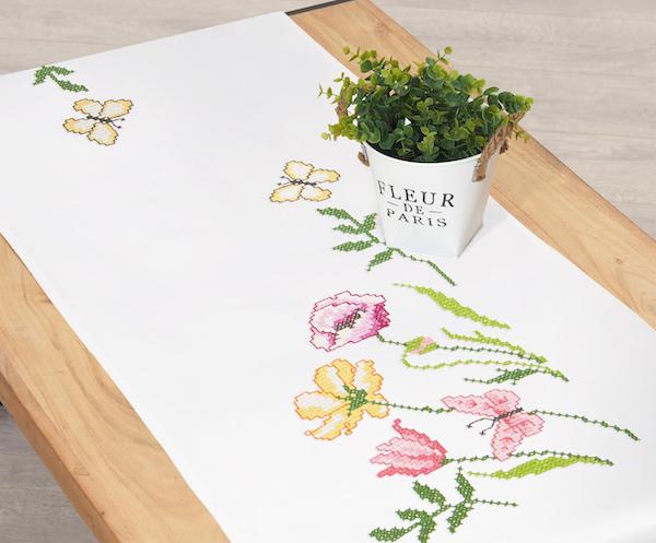 Chemin de table - Tulipes et coquelicots