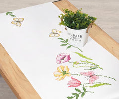 Chemin de table - Tulipes et coquelicots