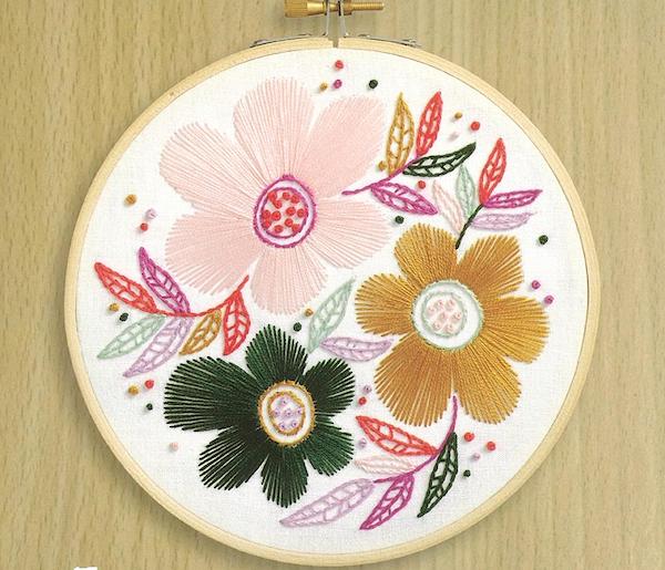 Kit broderie traditionnelle - Fleurs fantaisies
