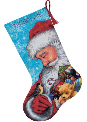 kit petit point : bas de Noël - modèle Père Noël