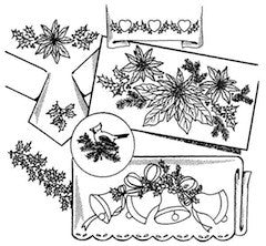 Décalque Aunt Martha's - 3858 - Poinsettias, bells, holly