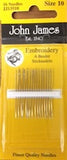 Aiguilles John James pour broderie - grosseur 10