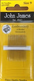 Aiguilles John James pour broderie - grosseur 9
