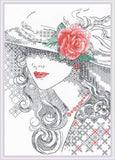 kit broderie noire et point de croix - mysterious rose