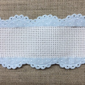 Bande aida blanche - 2,8 cm - 1,1 pouce - bordure dentelle bleue