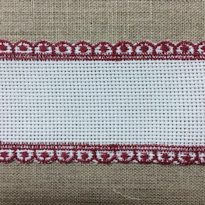 Bande aida blanche - 4 cm - 1,5 pouce - bordure bourgogne