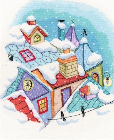 Kit point de croix - winter on the roofs